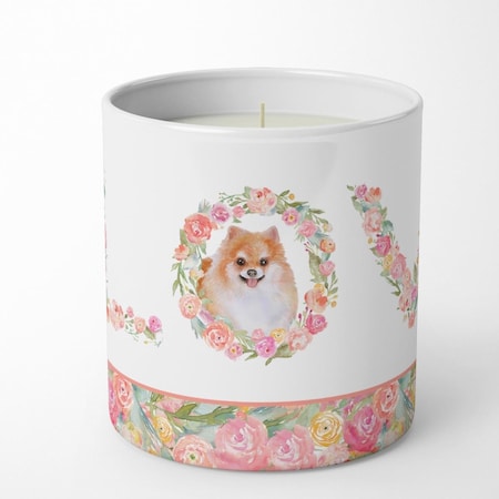 Carolines Treasures 3.75 x 3.25 in. Unisex Pomeranian Love 10 oz Decorative Soy Candle WDK4602CDL